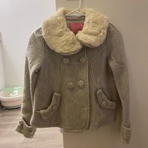 Cute style light blue warm coat